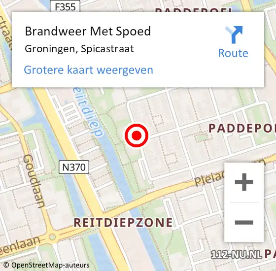 Locatie op kaart van de 112 melding: Brandweer Met Spoed Naar Groningen, Spicastraat op 27 februari 2019 11:15