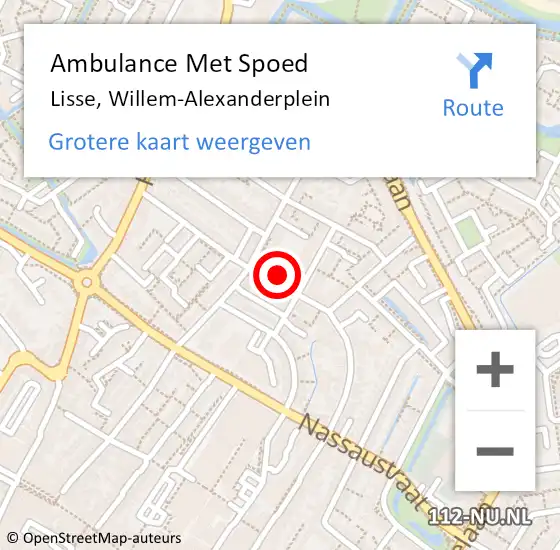 Locatie op kaart van de 112 melding: Ambulance Met Spoed Naar Lisse, Willem-Alexanderplein op 27 februari 2019 12:12