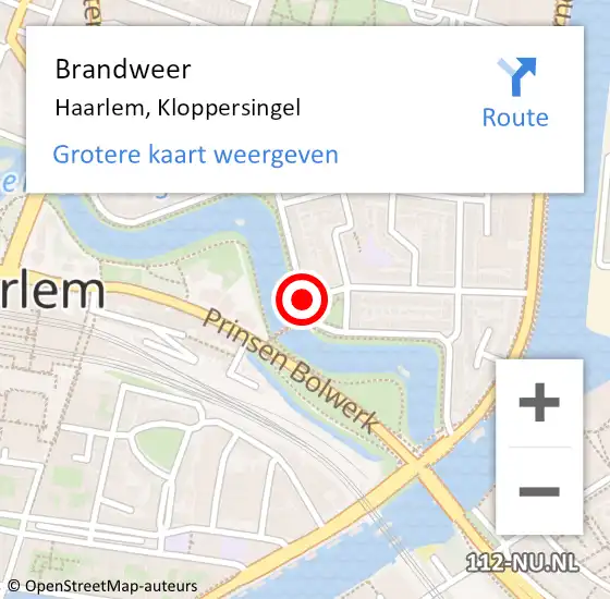 Locatie op kaart van de 112 melding: Brandweer Haarlem, Kloppersingel op 27 februari 2019 13:37