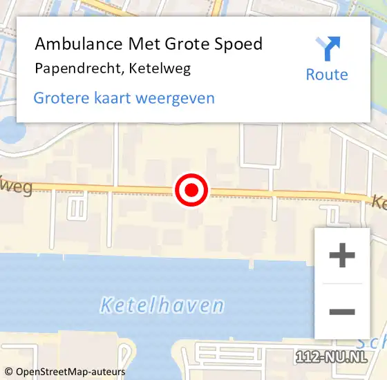 Locatie op kaart van de 112 melding: Ambulance Met Grote Spoed Naar Papendrecht, Ketelweg op 27 februari 2019 14:53