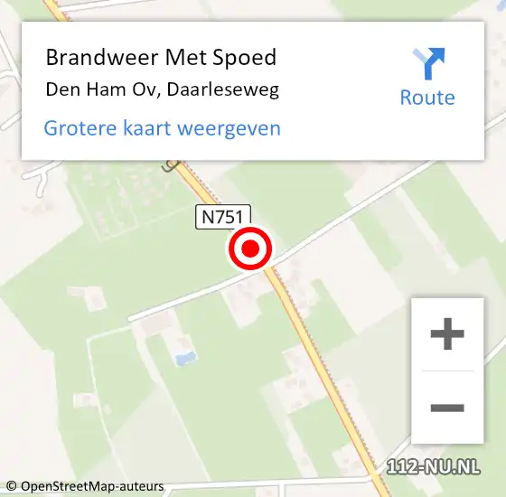 Locatie op kaart van de 112 melding: Brandweer Met Spoed Naar Den Ham Ov, Daarleseweg op 27 februari 2019 14:58