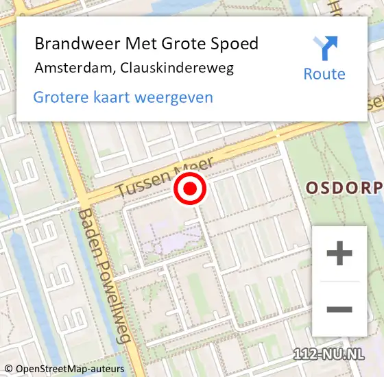 Locatie op kaart van de 112 melding: Brandweer Met Grote Spoed Naar Amsterdam, Clauskindereweg op 27 februari 2019 16:37