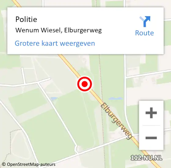 Locatie op kaart van de 112 melding: Politie Wenum Wiesel, Elburgerweg op 27 februari 2019 17:07