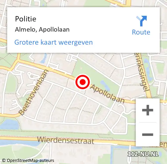 Locatie op kaart van de 112 melding: Politie Almelo, Apollolaan op 27 februari 2019 17:08
