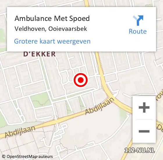Locatie op kaart van de 112 melding: Ambulance Met Spoed Naar Veldhoven, Ooievaarsbek op 27 februari 2019 21:56