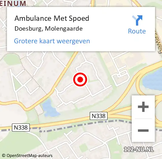Locatie op kaart van de 112 melding: Ambulance Met Spoed Naar Doesburg, Molengaarde op 27 februari 2019 22:45