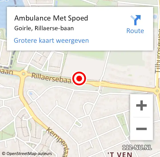 Locatie op kaart van de 112 melding: Ambulance Met Spoed Naar Goirle, Rillaerse-baan op 28 februari 2019 02:54