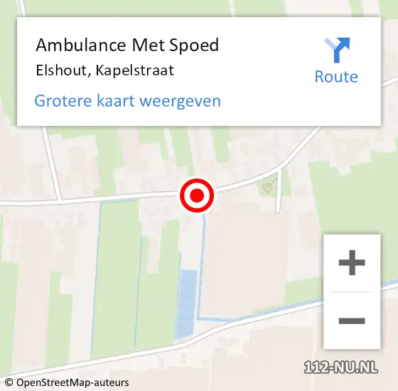 Locatie op kaart van de 112 melding: Ambulance Met Spoed Naar Elshout, Kapelstraat op 28 februari 2019 07:41