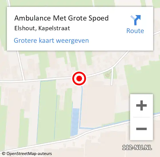 Locatie op kaart van de 112 melding: Ambulance Met Grote Spoed Naar Elshout, Kapelstraat op 28 februari 2019 07:43
