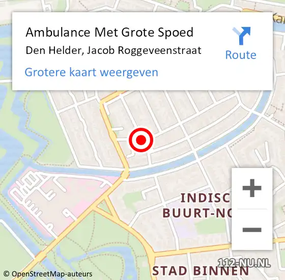 Locatie op kaart van de 112 melding: Ambulance Met Grote Spoed Naar Den Helder, Jacob Roggeveenstraat op 28 februari 2019 14:31
