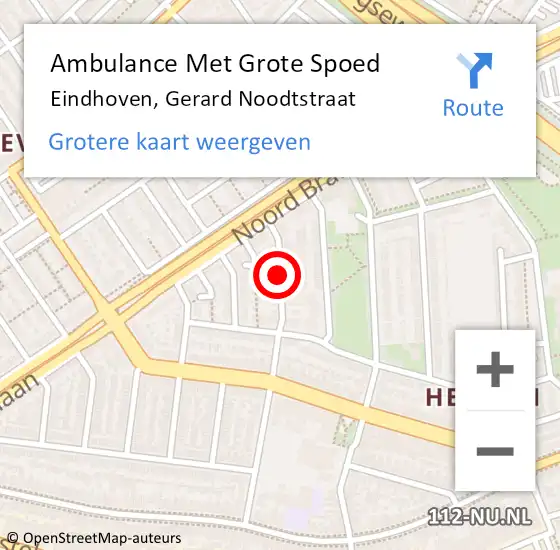 Locatie op kaart van de 112 melding: Ambulance Met Grote Spoed Naar Eindhoven, Gerard Noodtstraat op 28 februari 2019 16:24