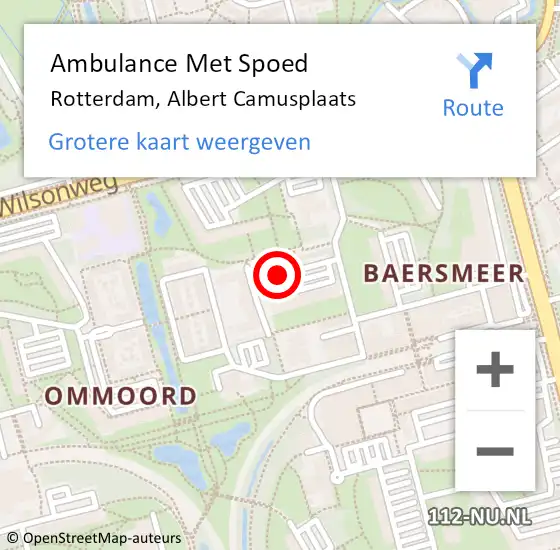 Locatie op kaart van de 112 melding: Ambulance Met Spoed Naar Rotterdam, Albert Camusplaats op 28 februari 2019 17:20