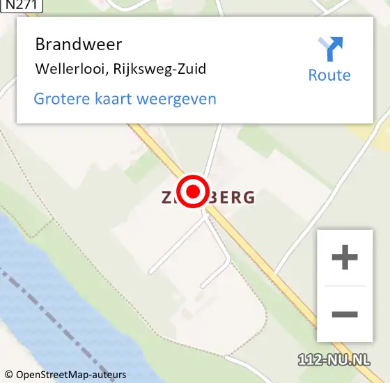 Locatie op kaart van de 112 melding: Brandweer Wellerlooi, Rijksweg-Zuid op 28 februari 2019 17:40