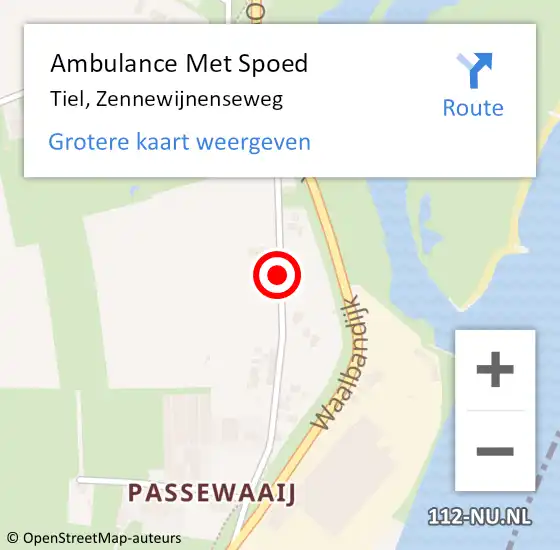 Locatie op kaart van de 112 melding: Ambulance Met Spoed Naar Zennewijnen, Zennewijnenseweg op 28 februari 2019 22:09
