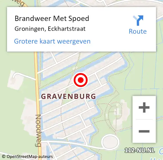 Locatie op kaart van de 112 melding: Brandweer Met Spoed Naar Groningen, Eckhartstraat op 1 maart 2019 10:05