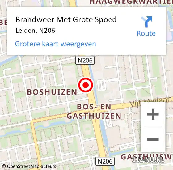 Locatie op kaart van de 112 melding: Brandweer Met Grote Spoed Naar Leiden, N206 op 1 maart 2019 10:26