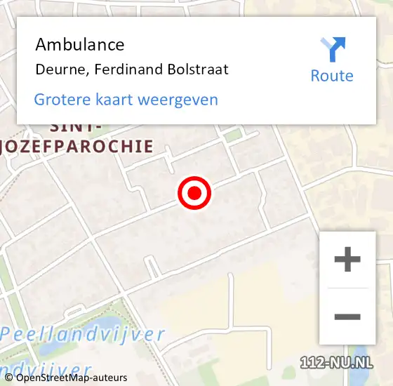 Locatie op kaart van de 112 melding: Ambulance Deurne, Ferdinand Bolstraat op 1 maart 2019 21:12