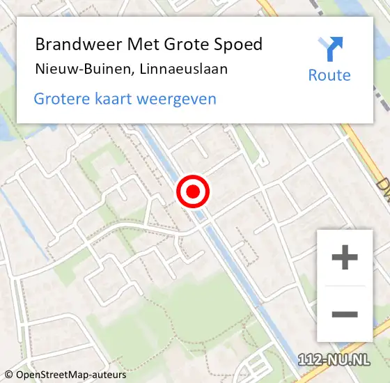 Locatie op kaart van de 112 melding: Brandweer Met Grote Spoed Naar Nieuw-Buinen, Linnaeuslaan op 2 maart 2019 01:03