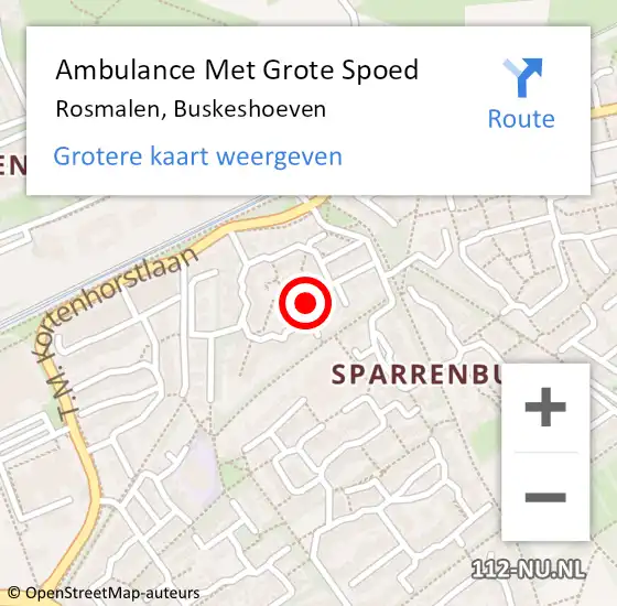 Locatie op kaart van de 112 melding: Ambulance Met Grote Spoed Naar Rosmalen, Buskeshoeven op 2 maart 2019 08:26