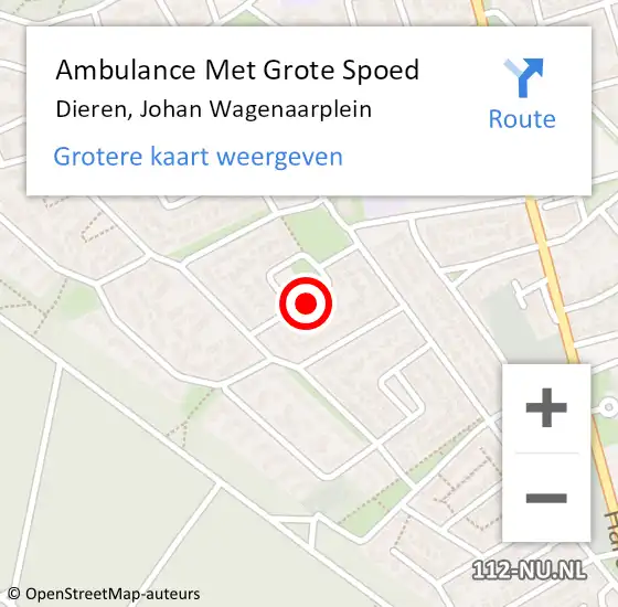 Locatie op kaart van de 112 melding: Ambulance Met Grote Spoed Naar Dieren, Johan Wagenaarplein op 2 maart 2019 10:25
