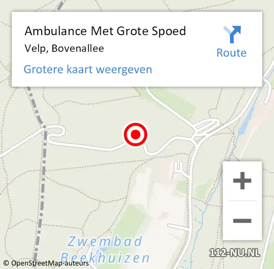 Locatie op kaart van de 112 melding: Ambulance Met Grote Spoed Naar Velp, Bovenallee op 2 maart 2019 12:43