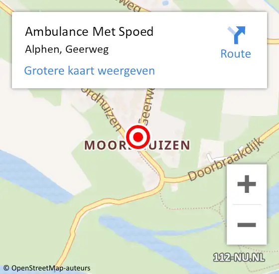 Locatie op kaart van de 112 melding: Ambulance Met Spoed Naar Alphen, Geerweg op 2 maart 2019 19:23