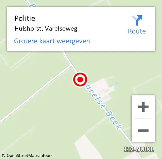 Locatie op kaart van de 112 melding: Politie Hulshorst, Varelseweg op 2 maart 2019 20:02