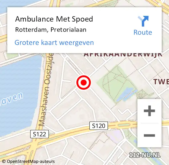Locatie op kaart van de 112 melding: Ambulance Met Spoed Naar Rotterdam, Pretorialaan op 2 maart 2019 21:32