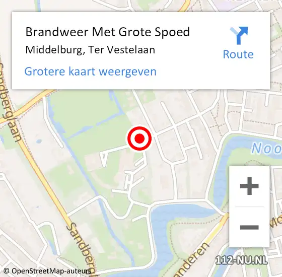 Locatie op kaart van de 112 melding: Brandweer Met Grote Spoed Naar Middelburg, Ter Vestelaan op 3 maart 2019 10:10