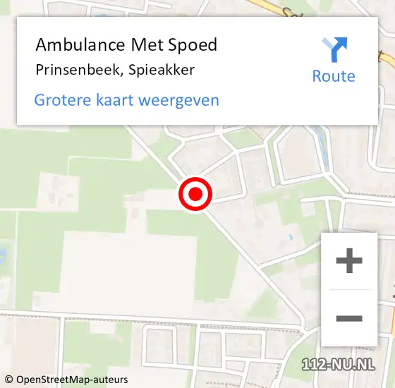 Locatie op kaart van de 112 melding: Ambulance Met Spoed Naar Prinsenbeek, Spieakker op 3 maart 2019 10:38