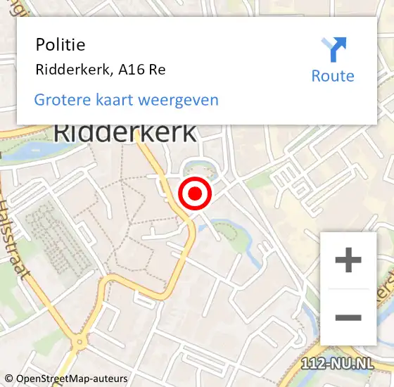Locatie op kaart van de 112 melding: Politie Ridderkerk, A15 Li hectometerpaal: 65,5 op 3 maart 2019 11:14