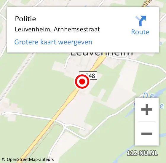Locatie op kaart van de 112 melding: Politie Leuvenheim, Arnhemsestraat op 3 maart 2019 11:19