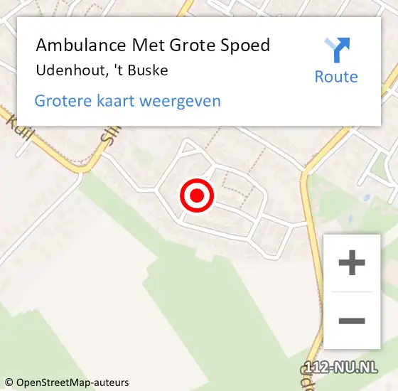 Locatie op kaart van de 112 melding: Ambulance Met Grote Spoed Naar Udenhout, 't Buske op 3 maart 2019 11:46