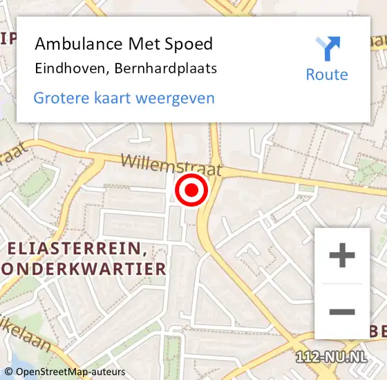 Locatie op kaart van de 112 melding: Ambulance Met Spoed Naar Eindhoven, Bernhardplaats op 3 maart 2019 13:13