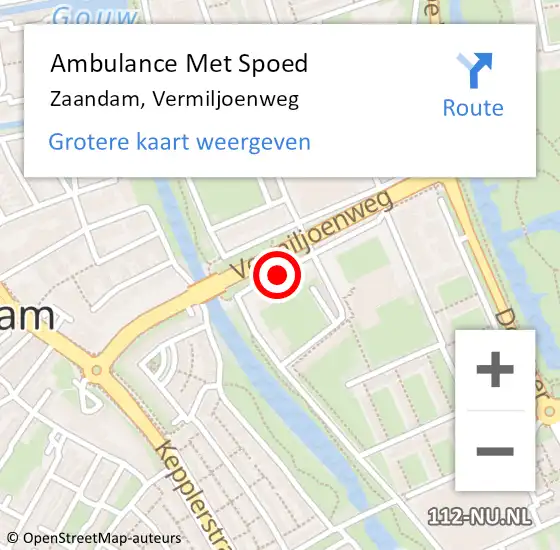 Locatie op kaart van de 112 melding: Ambulance Met Spoed Naar Zaandam, Vermiljoenweg op 3 maart 2019 13:55