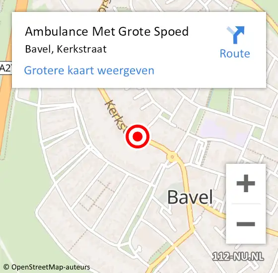 Locatie op kaart van de 112 melding: Ambulance Met Grote Spoed Naar Bavel, Kerkstraat op 3 maart 2019 14:41