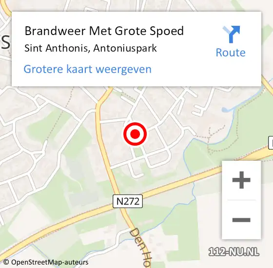 Locatie op kaart van de 112 melding: Brandweer Met Grote Spoed Naar Sint Anthonis, Antoniuspark op 3 maart 2019 16:38