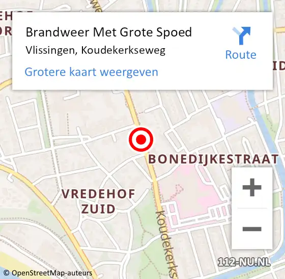 Locatie op kaart van de 112 melding: Brandweer Met Grote Spoed Naar Vlissingen, Koudekerkseweg op 3 maart 2019 18:32