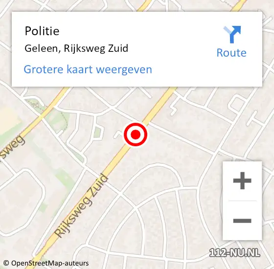 Locatie op kaart van de 112 melding: Politie Geleen, Rijksweg Zuid op 3 maart 2019 20:00