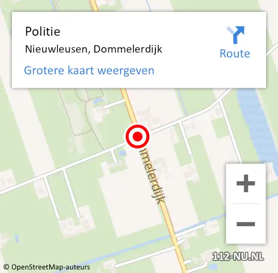 Locatie op kaart van de 112 melding: Politie Nieuwleusen, Dommelerdijk op 4 maart 2019 06:19