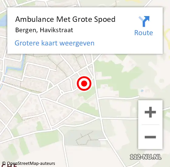 Locatie op kaart van de 112 melding: Ambulance Met Grote Spoed Naar Bergen, Havikstraat op 4 maart 2019 09:09