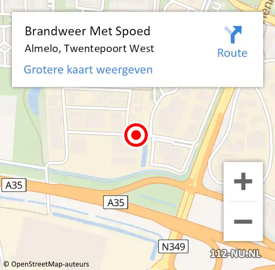 Locatie op kaart van de 112 melding: Brandweer Met Spoed Naar Almelo, Twentepoort West op 4 maart 2019 09:58
