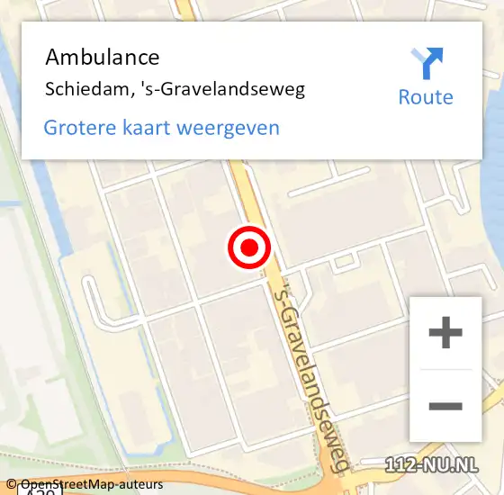 Locatie op kaart van de 112 melding: Ambulance Schiedam, 's-Gravelandseweg op 4 maart 2019 13:32
