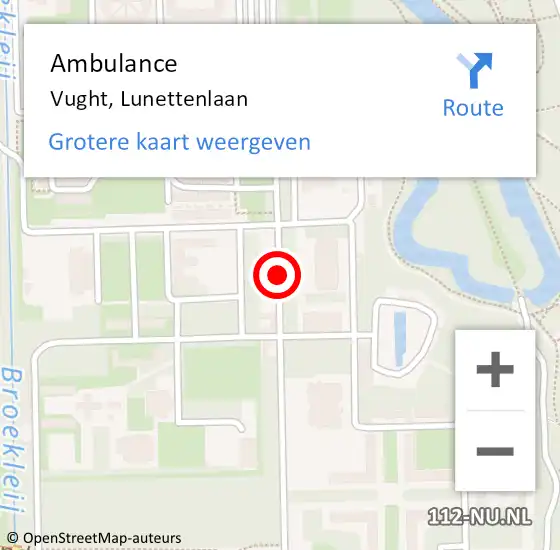 Locatie op kaart van de 112 melding: Ambulance Vught, Lunettenlaan op 4 maart 2019 15:34