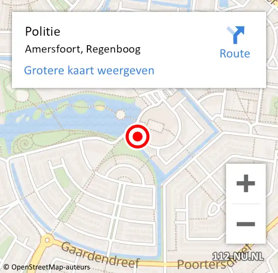 Locatie op kaart van de 112 melding: Politie Amersfoort, Regenboog op 4 maart 2019 16:07