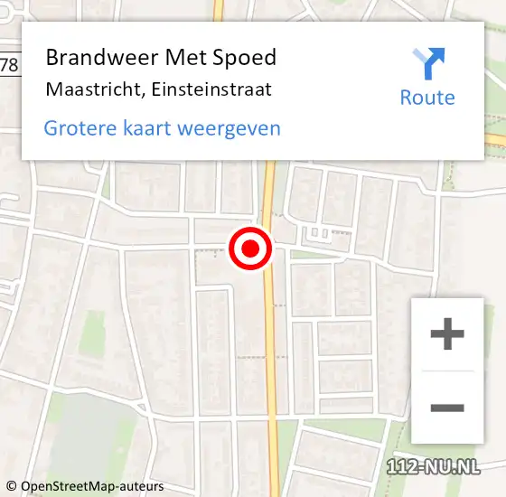 Locatie op kaart van de 112 melding: Brandweer Met Spoed Naar Maastricht, Einsteinstraat op 4 maart 2019 17:21