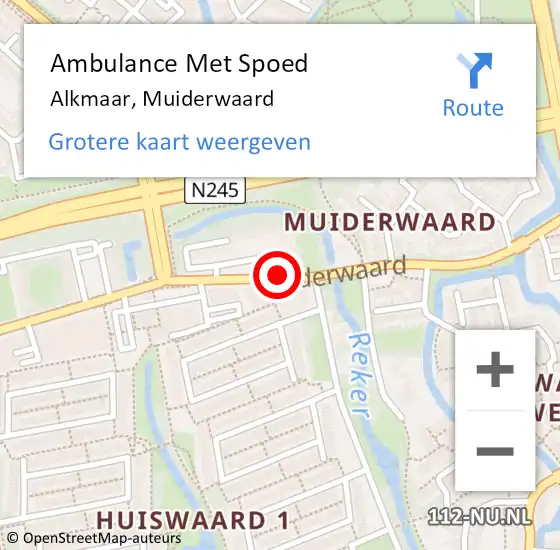 Locatie op kaart van de 112 melding: Ambulance Met Spoed Naar Alkmaar, Muiderwaard op 4 maart 2019 17:26