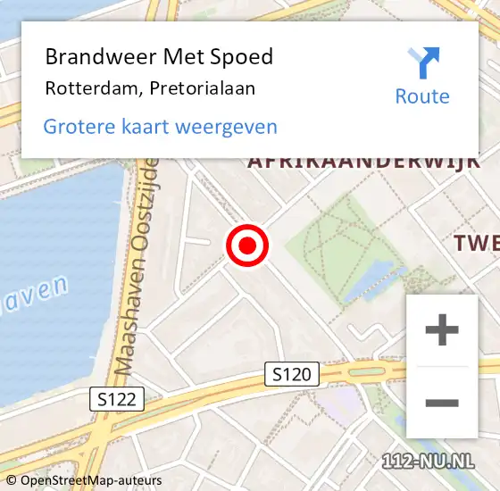 Locatie op kaart van de 112 melding: Brandweer Met Spoed Naar Rotterdam, Pretorialaan op 5 maart 2019 02:28