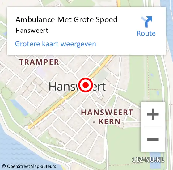 Locatie op kaart van de 112 melding: Ambulance Met Grote Spoed Naar Hansweert op 5 maart 2019 08:11