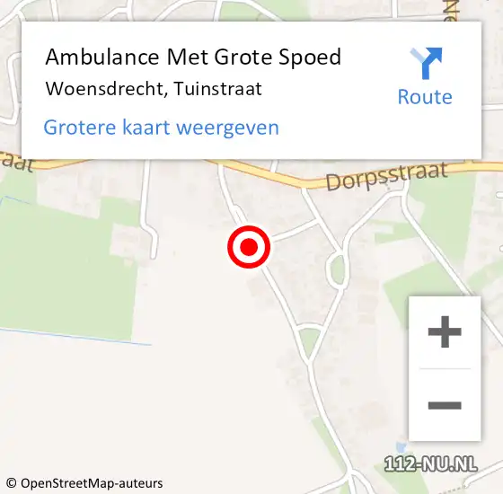 Locatie op kaart van de 112 melding: Ambulance Met Grote Spoed Naar Woensdrecht, Tuinstraat op 5 maart 2019 10:19
